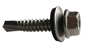 #8-18 x 1-1/4" Hex Washer Head Tek Screw #2 Point, 410 SS with Neo Washer (Box of 1,500)