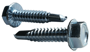 #10-16 x 3/4" Hex Washer Head, Serrated Unslotted Tek Screw, Steel Zinc Clear (Box of 5,000)