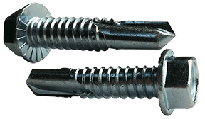 5/16"-12 x 1" Hex Washer Head, Serrated Tek Screw #4 Point, Steel Zinc (Box of 1,200)