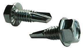 1/4"-20 x 2" Hex Washer Head, Serrated Tek Screw #2 Point, Steel Zinc (Box of 1,000)