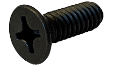 M5-0.8 x 12mm Phillips Drive Flat Head Machine Screw, DIN 965, 18-8 Stainless Steel, Black Oxide - FT (Box of 1,500)
