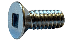 #8-32 x 1/2" Square Drive 82 Degree Flat Head Machine Screw, Steel, Zinc Clear - FT (Box of 10,000)