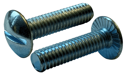 3/8"-16 x 1-1/2" Slotted Drive Truss Head, Serrated Machine Screw, Steel, Zinc Clear - FT (Box of 500)