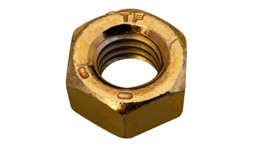 9/16"-12 Finished Hex Nut, Grade 8, Steel, Zinc Yellow, Domestic (DFARS) (Box of 500)