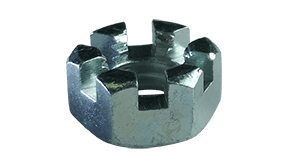 7/16"-20 Slotted Hex Nut, Grade 2, Steel, Zinc Clear (Box of 500)