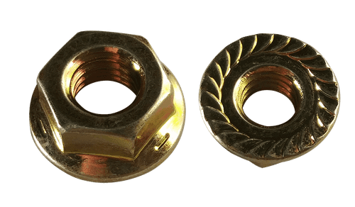 3/8"-16 UNC Serrated Flange Nut, Grade 5, Steel, Zinc Yellow (Box of 1,000)