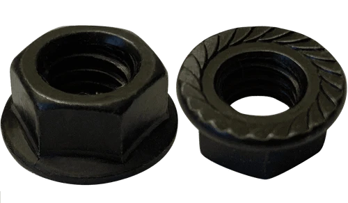 3/8"-16 Serrated Flange Nut, Case Hardened Steel, Zinc Black (Box of 1,000)