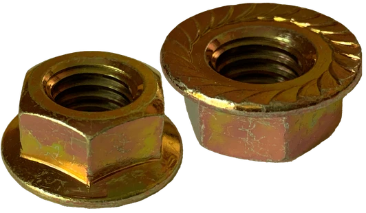1/4"-20 Serrated Hex Flange Nut, Case Hardened Steel, Zinc Yellow (Box of 2,000)