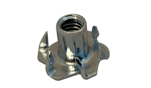 1/4"-20 x 5/16" 6 Prong Tee Nut, Steel, Zinc Clear (Box of 2,000)