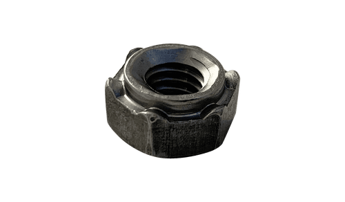 5/16"-18 Hex Weld Nut with 6 Projections, High Pilot, Steel, Plain (Box of 1,000)