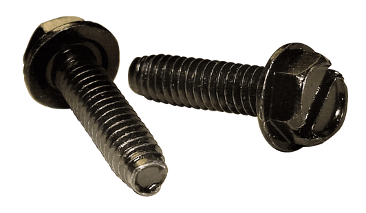 #8-32 x 5/8" Hex Washer Head Slotted Thread Rolling Screw, Steel Zinc Black & Wax (Box of 10,000)