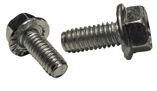 #10-24 x 1/2" Hex Washer Head, Serrated Unslotted Thread Rolling Screw, Steel Zinc Clear & Wax (Box of 6,000)
