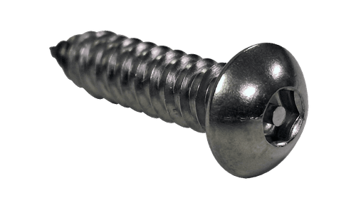 #6-18 x 2" Pin-In Hex Security Button Head Sheet Metal Screw, Type A, 18-8 Stainless Steel (Box of 2,000)