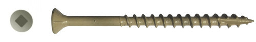 #9 x 3" Ceramic Tan Coated Deck Screw, Flat Head w/ Nibs, Square Drive, Type 17 Point (Box of 1500)