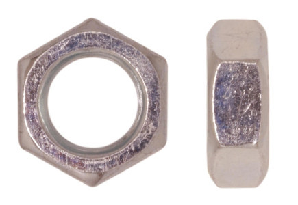 1"-8 UNC Hex Jam Nut, Grade A, Steel, Zinc Clear (Package of 25)