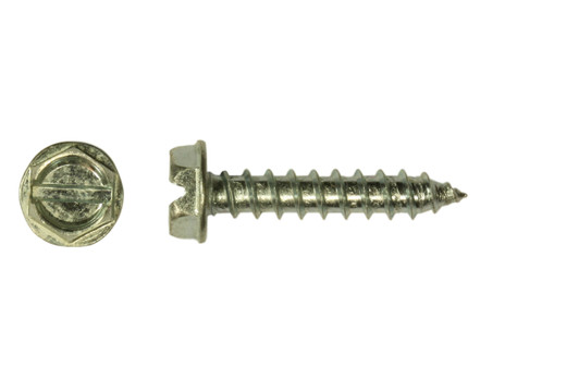 #4-24 x 5/16" Slotted Hex Washer Head Sheet Metal Screw, Type A, Steel, Zinc Plated (Box of 10000)
