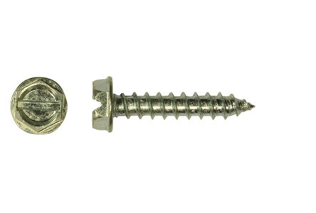 #20-9 x 3" Slotted Hex Washer Head Sheet Metal Screw, Type A, Steel, Zinc Plated (Box of 200)