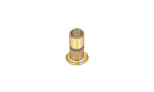 3/8"-16 x .312" Threaded Insert, Large Flat Head, Ribbed, Steel, Zinc Yellow (Box of 1000)