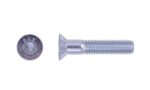 M6-1.00 x 50 mm Flat Head Socket Cap Screw, Din 7991, 12.9 Alloy Steel, Zinc Clear - PT (Package of 100)
