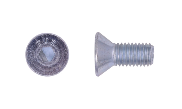 M4-0.70 x 16 mm Flat Head Socket Cap Screw, Din 7991, 12.9 Alloy Steel, Mechanical Zinc - FT (Box of 2500)