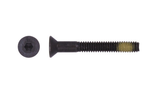 #10-24 x 1-1/2" Flat Head Socket Cap Screw with Nylon Patch, Alloy Steel, Thermal Black Oxide - PT (Box of 1000)