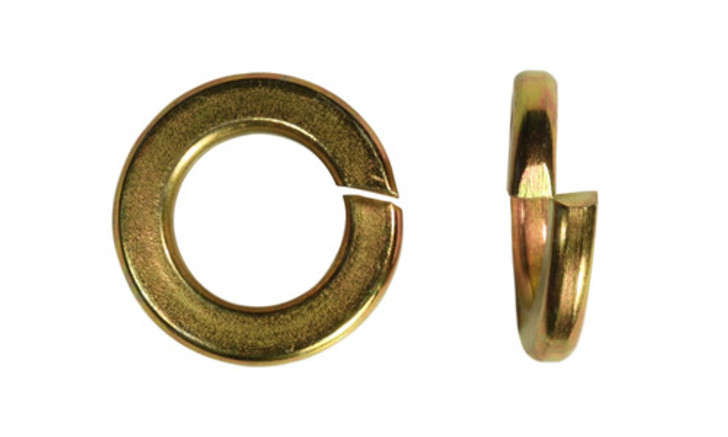 3/8" Regular Split Lock Washer, Alloy Steel, Thru-Hardened, Zinc Yellow (Package of 100)