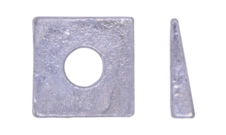 3/8" Square Beveled Washer, Malleable Iron, Hot Dipped Galvanized (Box of 600)