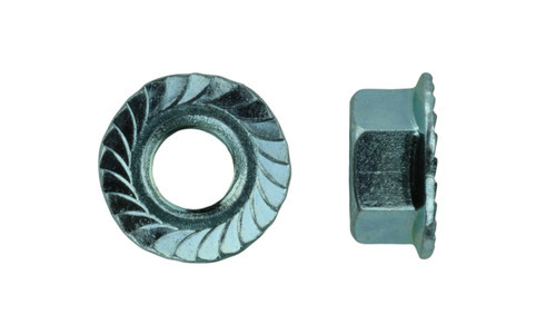 #8-32 UNF  Serrated Flange Nut, Low Carbon Steel, Zinc (Package of 100)