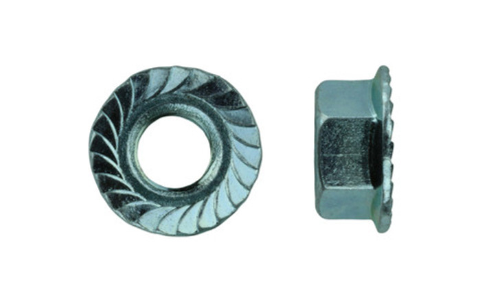 1/2"-20 UNF  Serrated Flange Nut, Low Carbon Steel, Zinc (Package of 100)