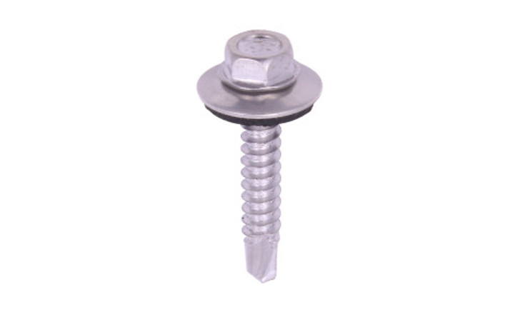 #8-18 x 1 Hex Washer Head  Tek Screw #2 Point, 410 SS with Neo Washer (Box of 4000)