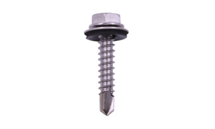 #10-16 x 1 Hex Washer Head  Tek Screw #3 Point, 410 SS with Neo Washer (Box of 3000)