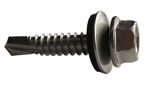 #10-16 x 3 Hex Washer Head  Tek Screw #3 Point, 410 SS with Neo Washer (Box of 500)