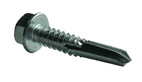 #12-14 x 4 Hex Washer Head  Tek Screw #5 Point, Steel Zinc (Box of 500)