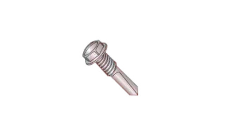 #12-24 x 3 Hex Washer Head  Tek Screw #5 Point, Steel Silver Ruspert (Box of 1000)