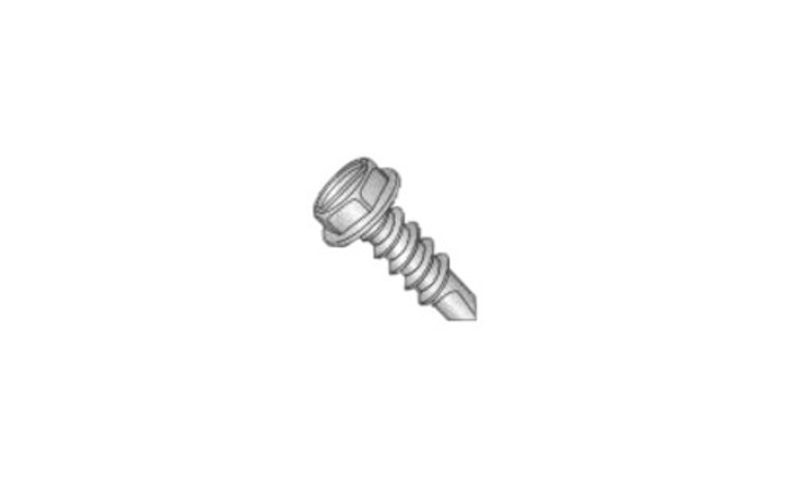 #10-16 x 3/4 Hex Washer Head, Serrated Slotted Tek Screw #3 Point, Steel Zinc (Box of 6000)