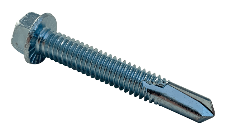 1/4"-20 x 1 Hex Washer Head, Serrated  Tek Screw #3 Point, Steel Zinc 7/16" Hd (Box of 2500)