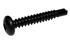 #10-16 x 1 Pan Head Square Tek Screw #3 Point, Steel Black Oxide (Box of 2000)