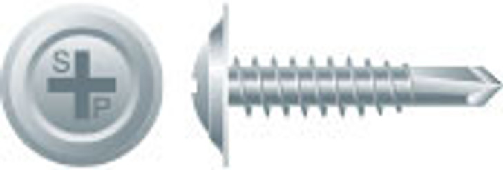 #8-18 x 3/4 #6 Phillips Oval head W/ Finishing Washer, Sems  Tek Screw #2 Point, Steel Zinc (Box of 8000)