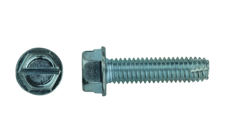 #10-24 x 1/4 Hex Washer Head Slotted Thread Cutting Screw Type F, Steel Zinc Clear (Box of 10000)