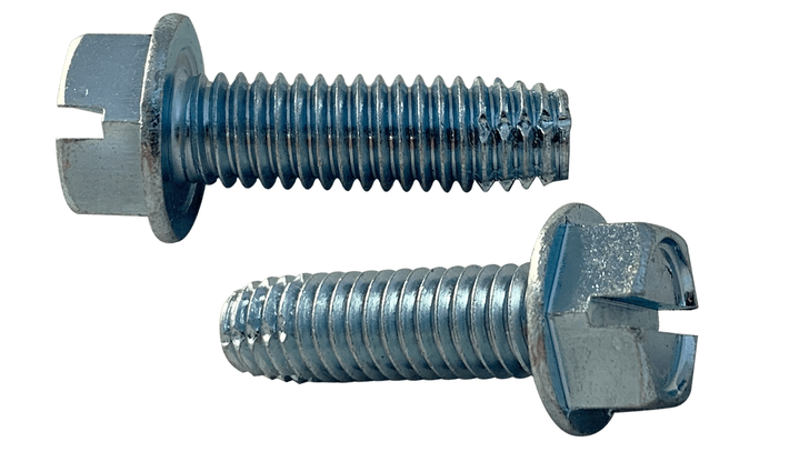 5/16"-18 x 3 Hex Washer Head Slotted Thread Cutting Screw Type F, Steel Zinc Clear (Box of 400)