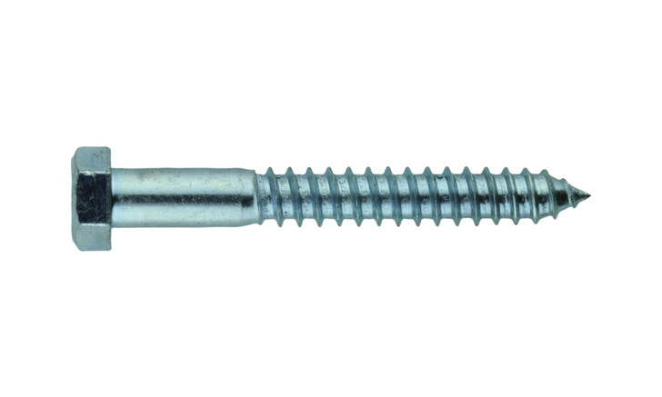 5/16"-9 x 2" Hex Lag Bolt Low Carbon Steel, Zinc Clear (Package of 100)