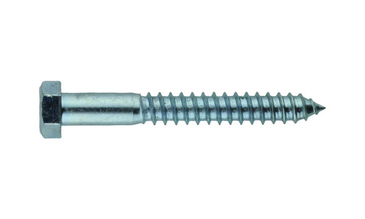 1/2"-6 x 2" Hex Lag Bolt Low Carbon Steel, Zinc Clear (Package of 50)