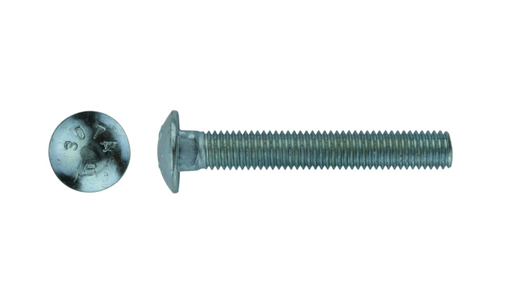 3/8"-16 x 2" Carriage Bolt Low Carbon Steel, Zinc Clear - FT (Package of 50)