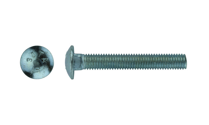 3/8"-16 x 4" Carriage Bolt Low Carbon Steel, Zinc Clear - FT (Package of 25)