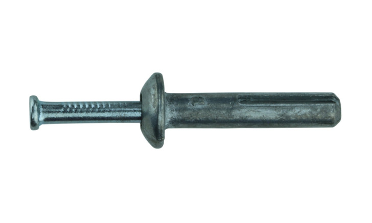 1/4" x 3/4" Hammer Drive Anchor, Mushroom Head Zinc Alloy Body with Zinc Plated Nails (Package of 100)