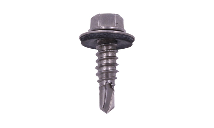 1/4"-14 x 7/8 Hex Washer Head  Tek Screw #1 Point(Lap Stitch Screw), 410 SS #12 Hd, with Neo Washer