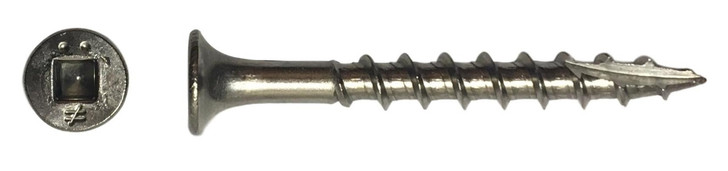 #12 x 1-1/2" 18-8 Stainless Steel Deck Screw, Bugle Head, Square Drive, Type 17 Point (Box of 1000)