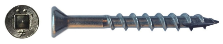 #8 x 1-1/4" 18-8 Stainless Steel Deck Screw, Flat Head w/ Nibs, Square Drive, Type 17 Point (Box of 2000)