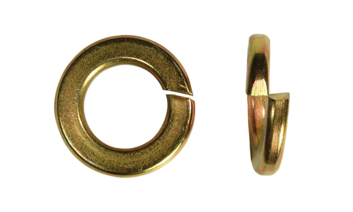 5/8" Regular Split Lock Washer, Alloy Steel, Thru-Hardened, Zinc Yellow