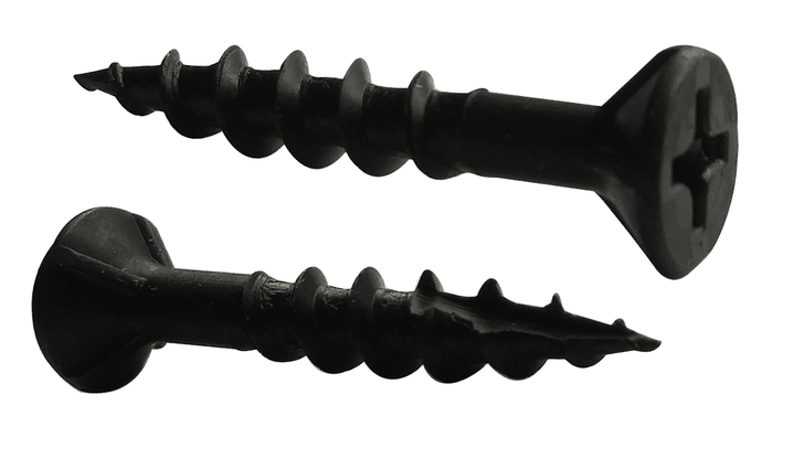 #8 x 3/4" Phillips Flat Head w/ Nibs Deep Thread Cabinet Screw, Type 17, Steel, Black Oxide - FT (Box of 11000)